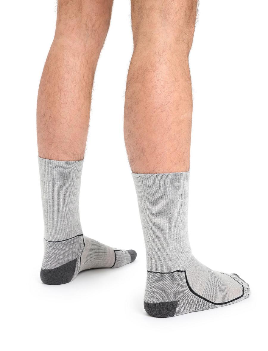 Men's Icebreaker Merino Hike+ Medium Crew Socks Blizzard Heather | CA 1921ZUTG